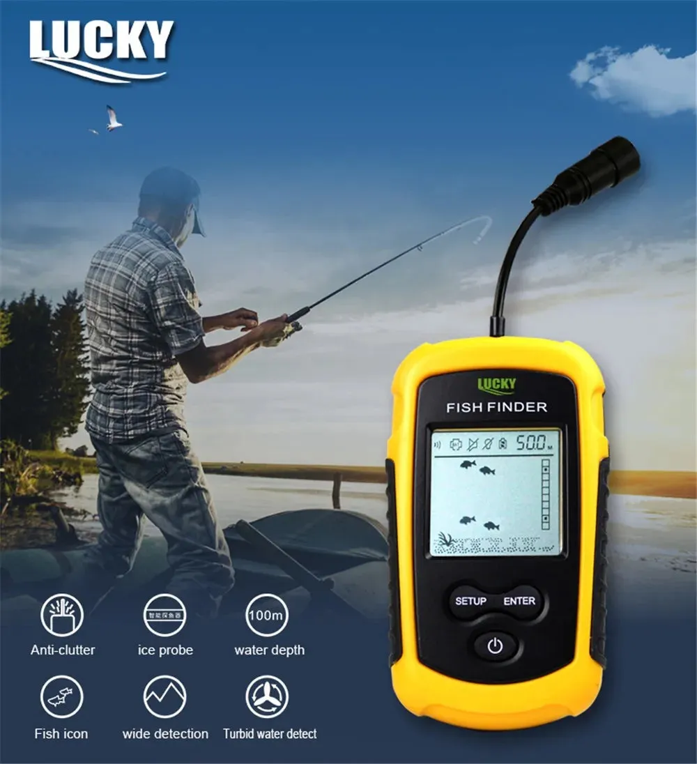 100M Portable Sonar LCD Fish Finders Fishing Tools Echo Sounder Fishing Finder