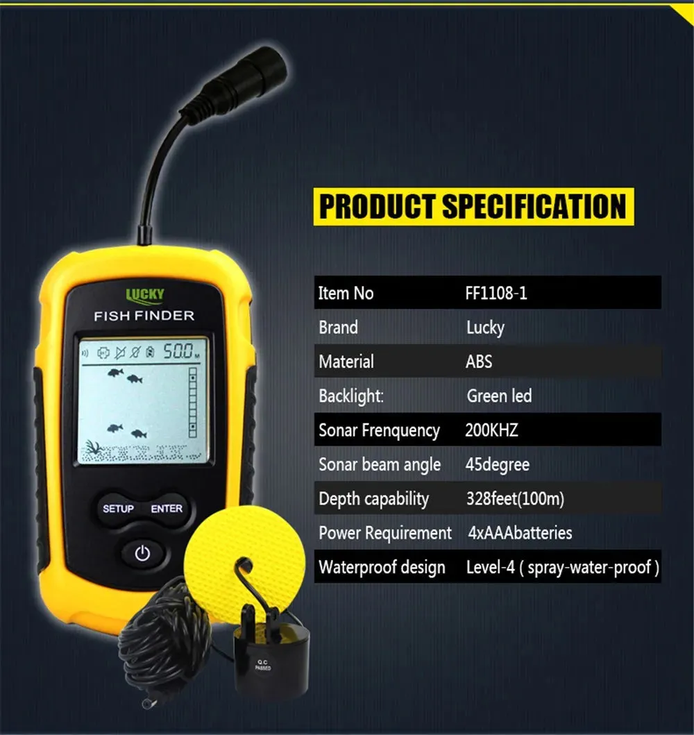 100M Portable Sonar LCD Fish Finders Fishing Tools Echo Sounder Fishing Finder