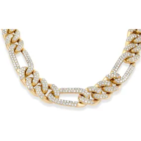 14k Solid Yellow Gold Diamond Figaro Chain 17.00 ctw