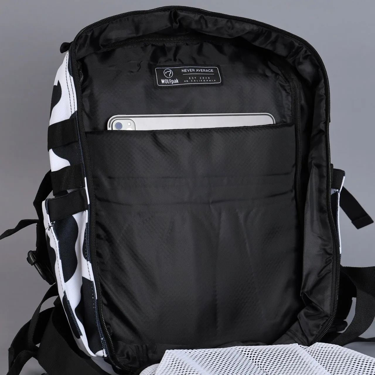 35L Backpack Black White Cow