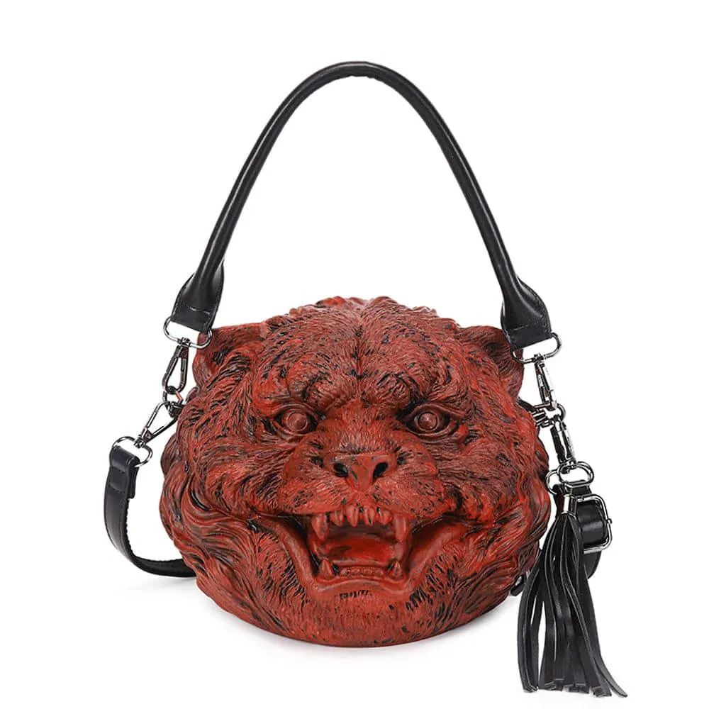 3D Backpack, Fashion 3D Happy Small Tiger Head SquareBag,  Cross Body Handle Shoulder Bag