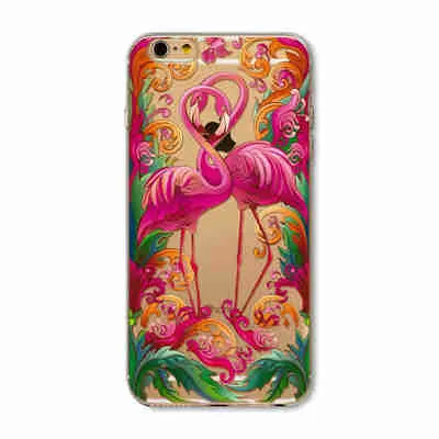 7 6s Animals Transparent Case For Iphone 7 6 6s Floral Paisley Grils Flamingo Love Words Phone Cover TPU Silicone Fundas Cases