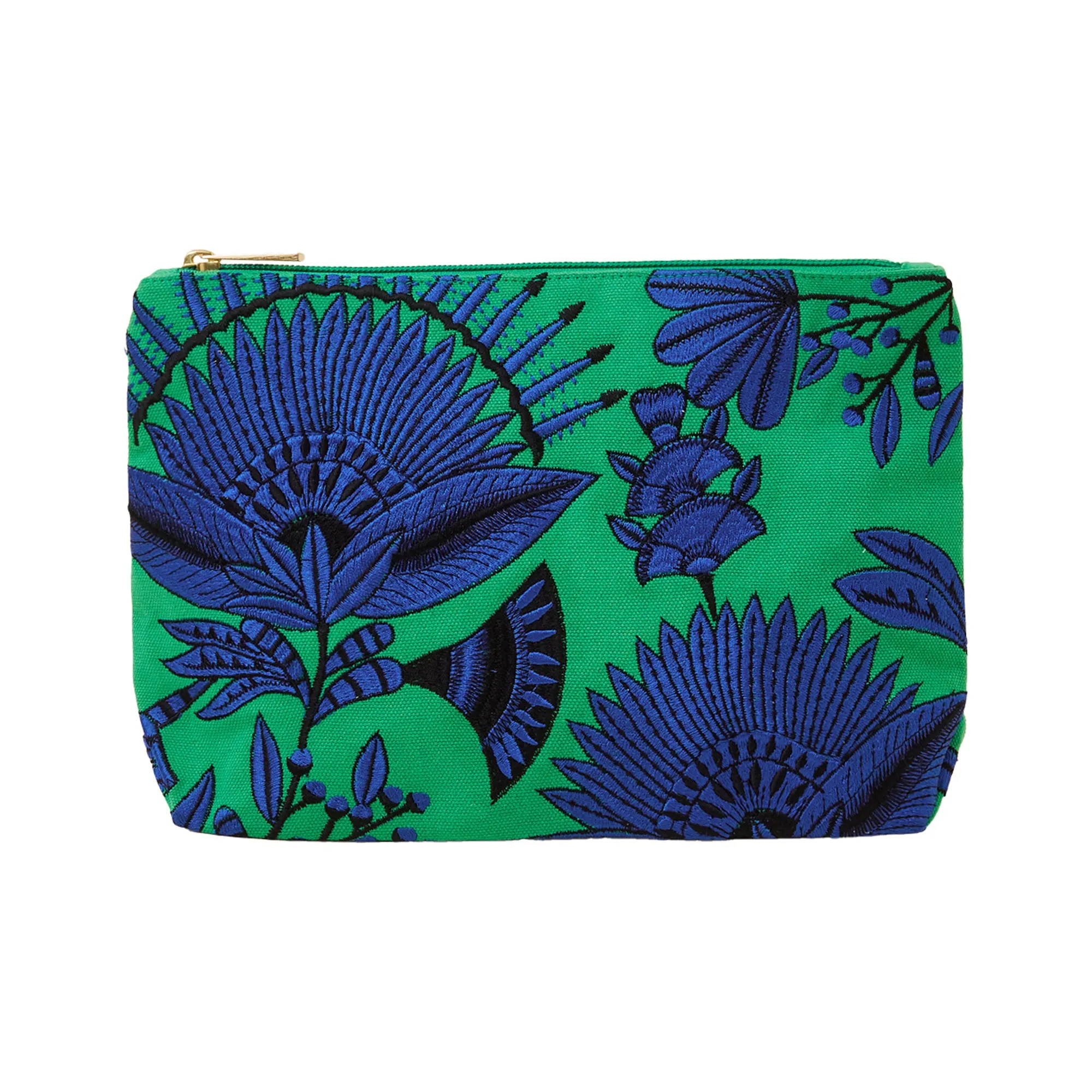 Accessorize London Women's Green Embroidered Make Up Bag