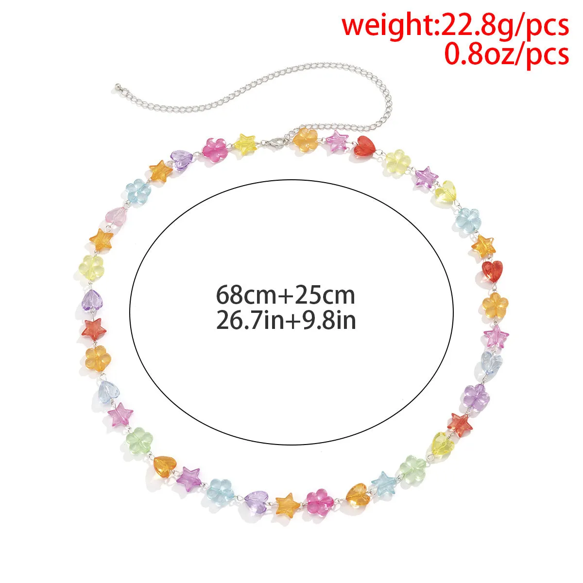 Acrylic Colorful Heart Flower Waist Chain