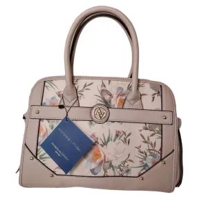 Adrienne Vittadini Garden Bloom Satchel with Shoulder Strap Handbag in Nude