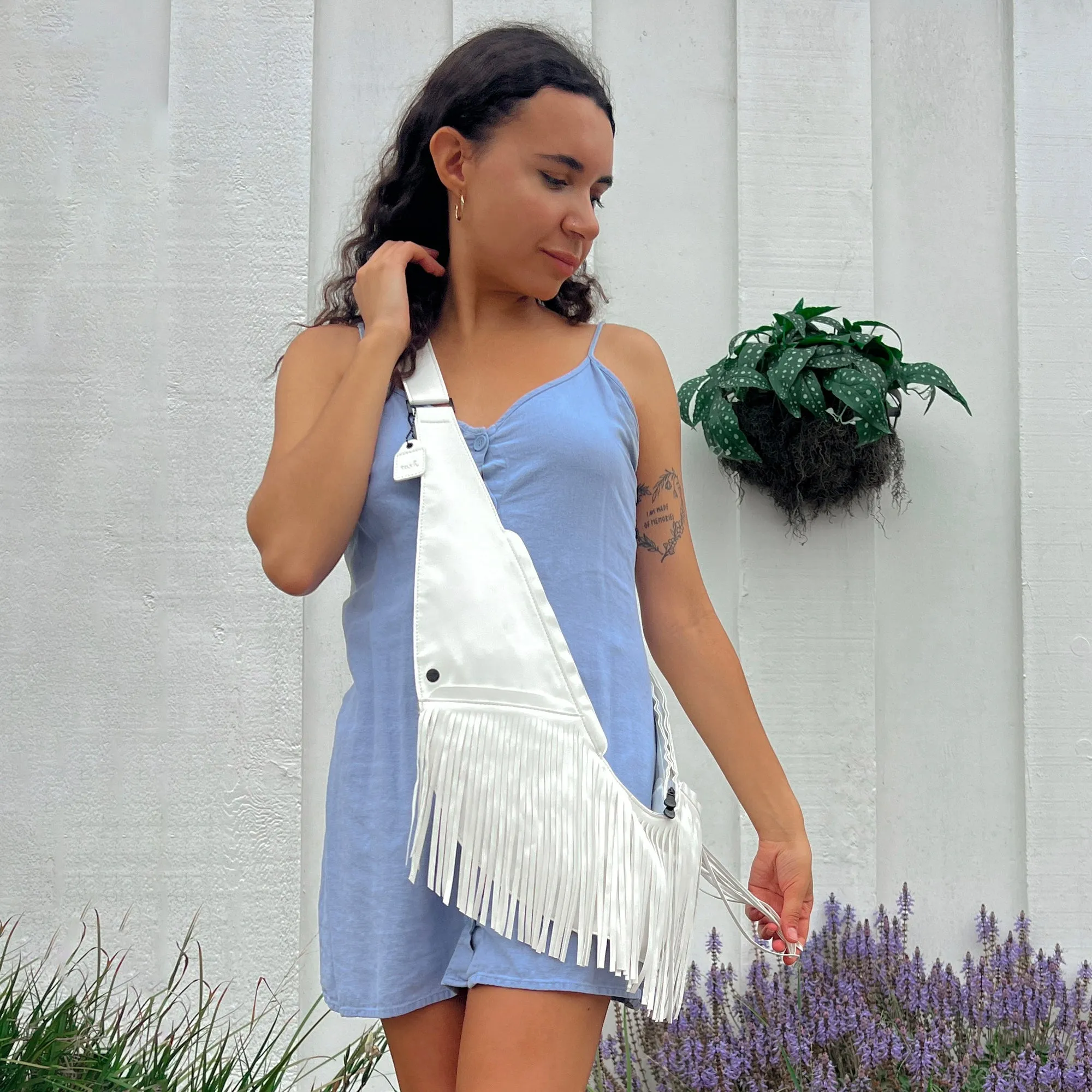 Alabaster Faux Leather Fringe Sash Bag