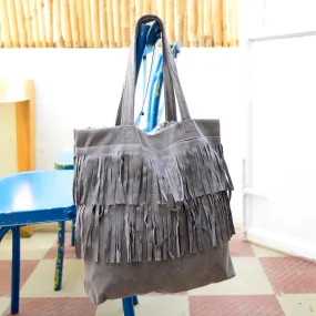 Amber Fringe Tote (Slate Grey)