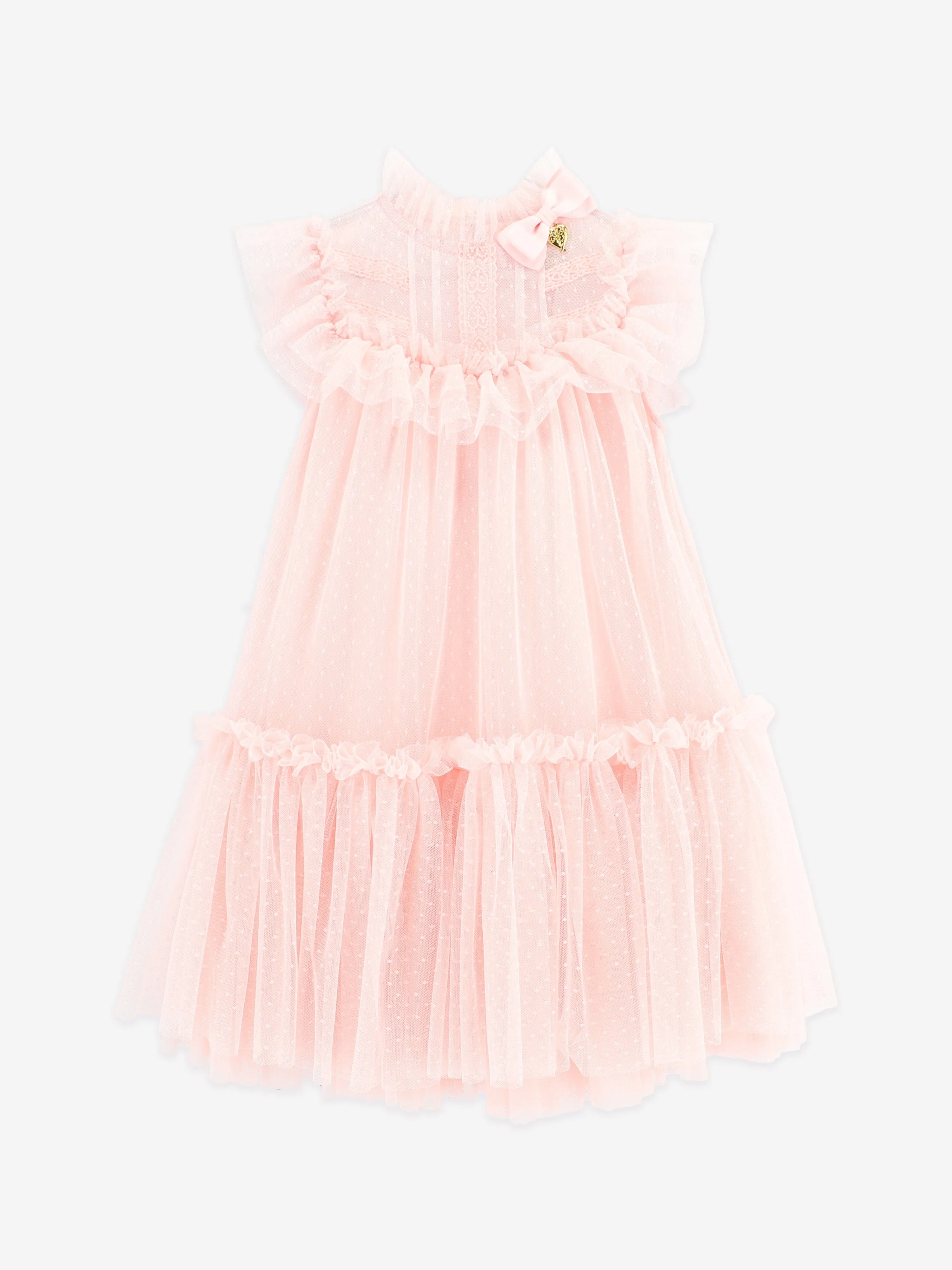 Angels Face Girls Andrea Spotted Tulle Dress in Pink