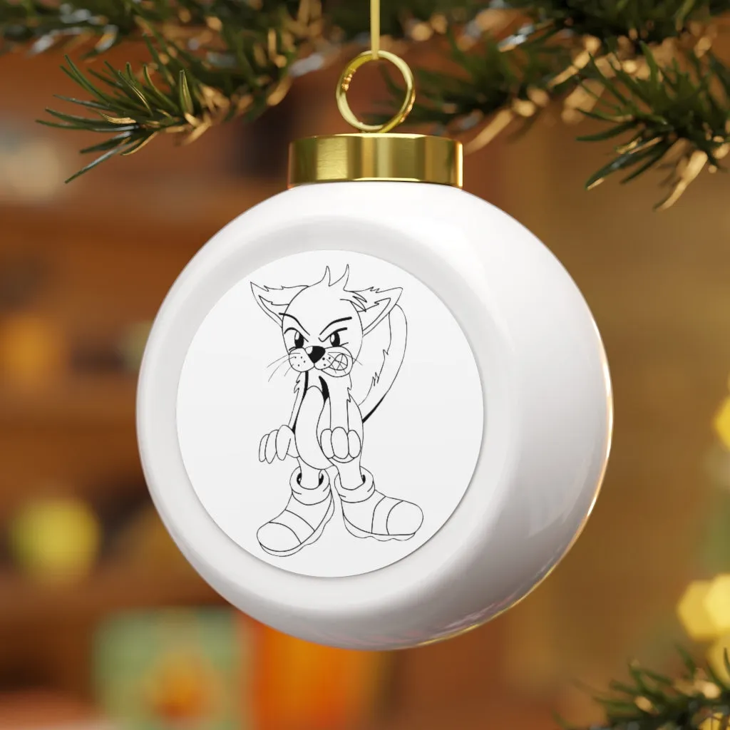 Angry Cat Christmas Ball Ornament