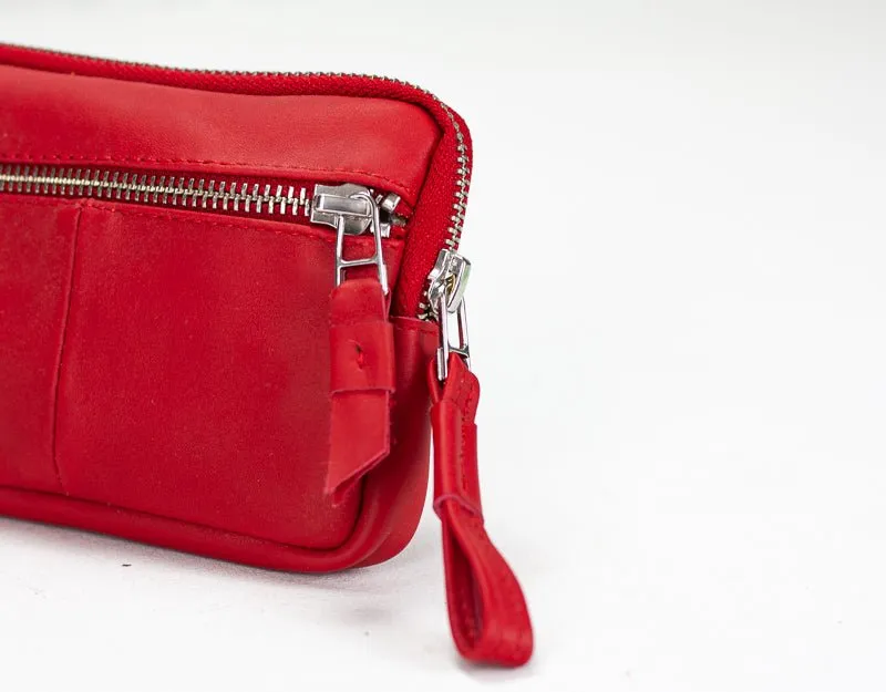 Antheia mini wallet - Red leather