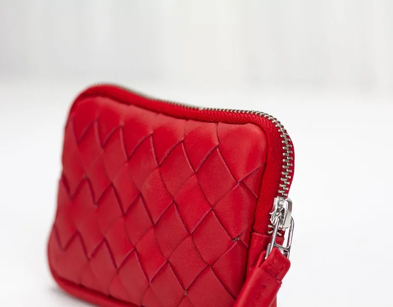 Antheia mini wallet - Red leather