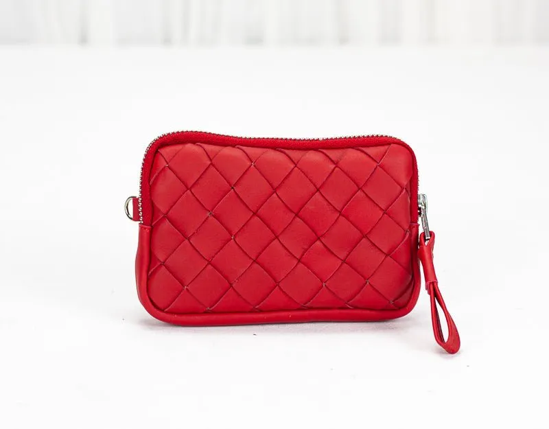 Antheia mini wallet - Red leather