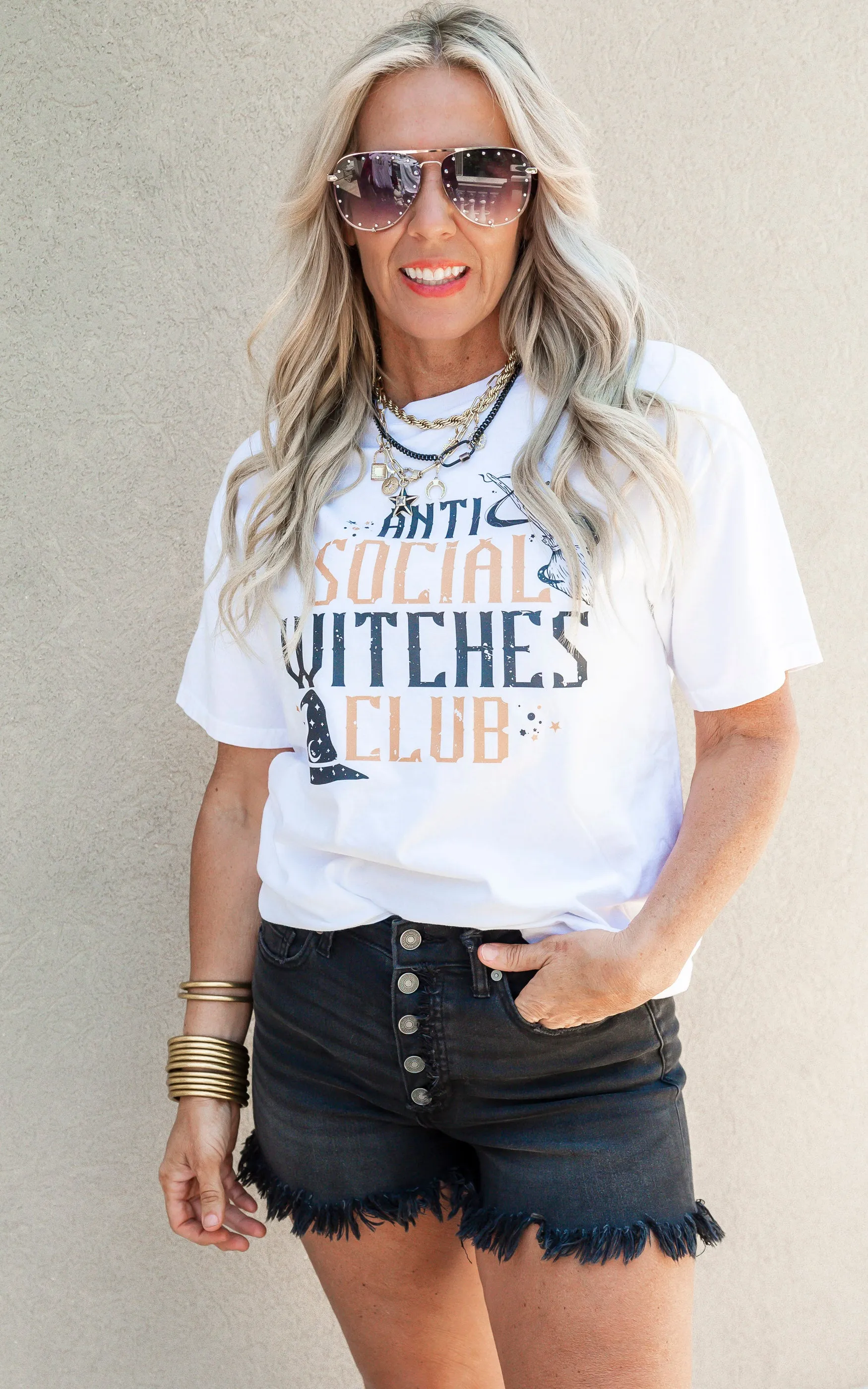 Anti Social Witches Club Garment Dyed Graphic T-shirt