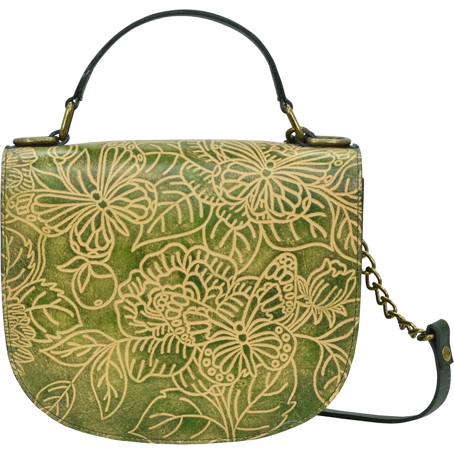 Anuschka Flap Crossbody Tooled Butterfly Jade Leather