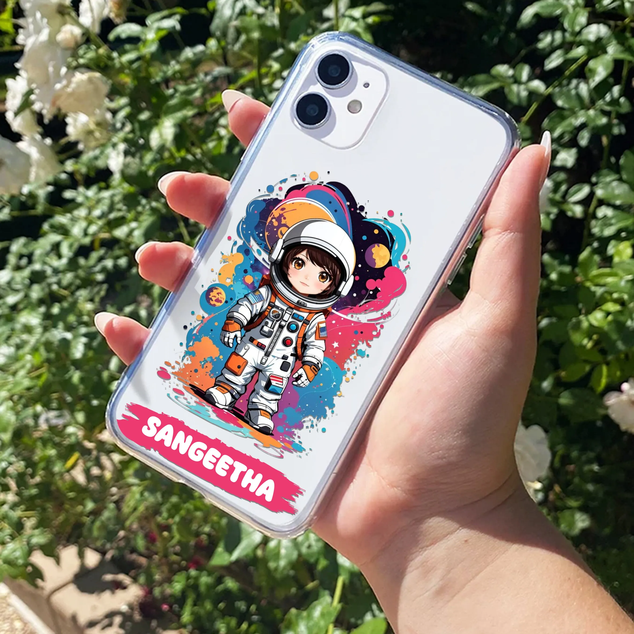 Astronaut Customize Transparent Silicon Case For iPhone