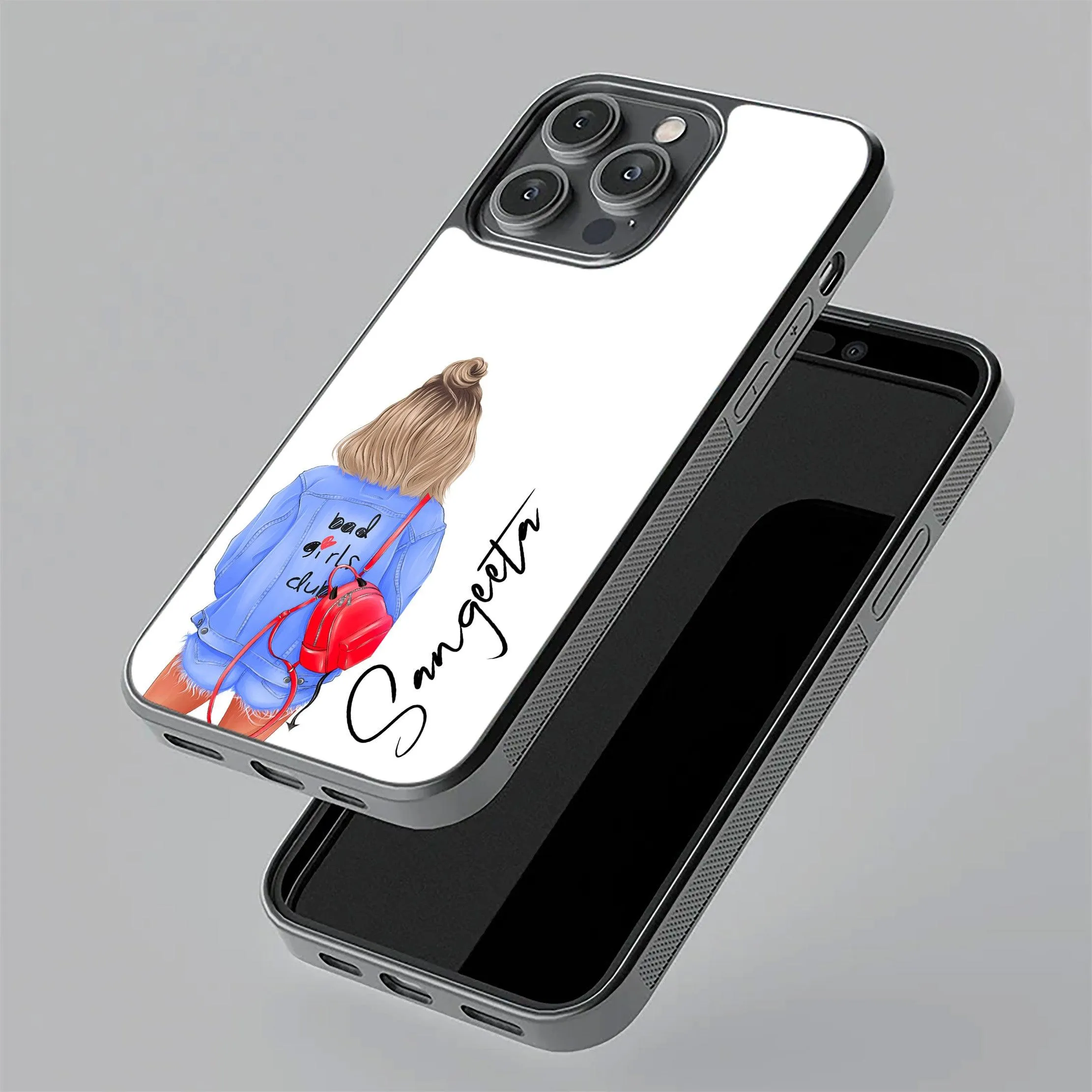 Bag Girl Customize Name Glass Case For Realme/Narzo