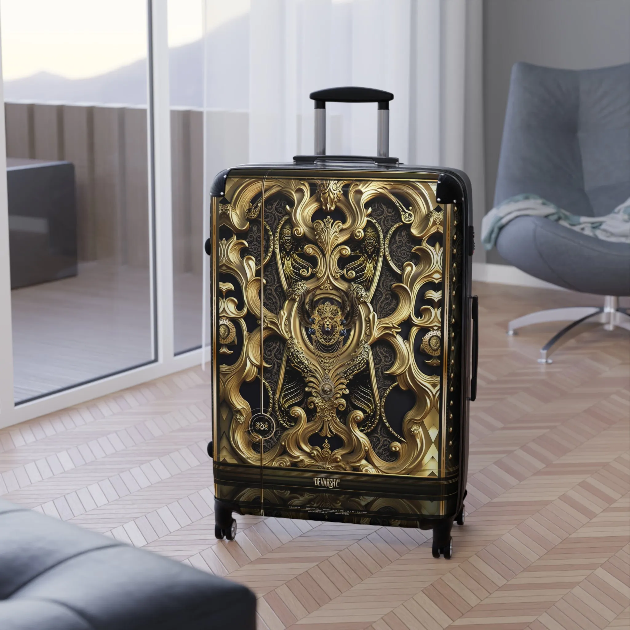 Baroque Kingdom Suitcase Carry-on Suitcase Travel Luggage Golden Decorative Suitcase in 3 Sizes  | RB0079