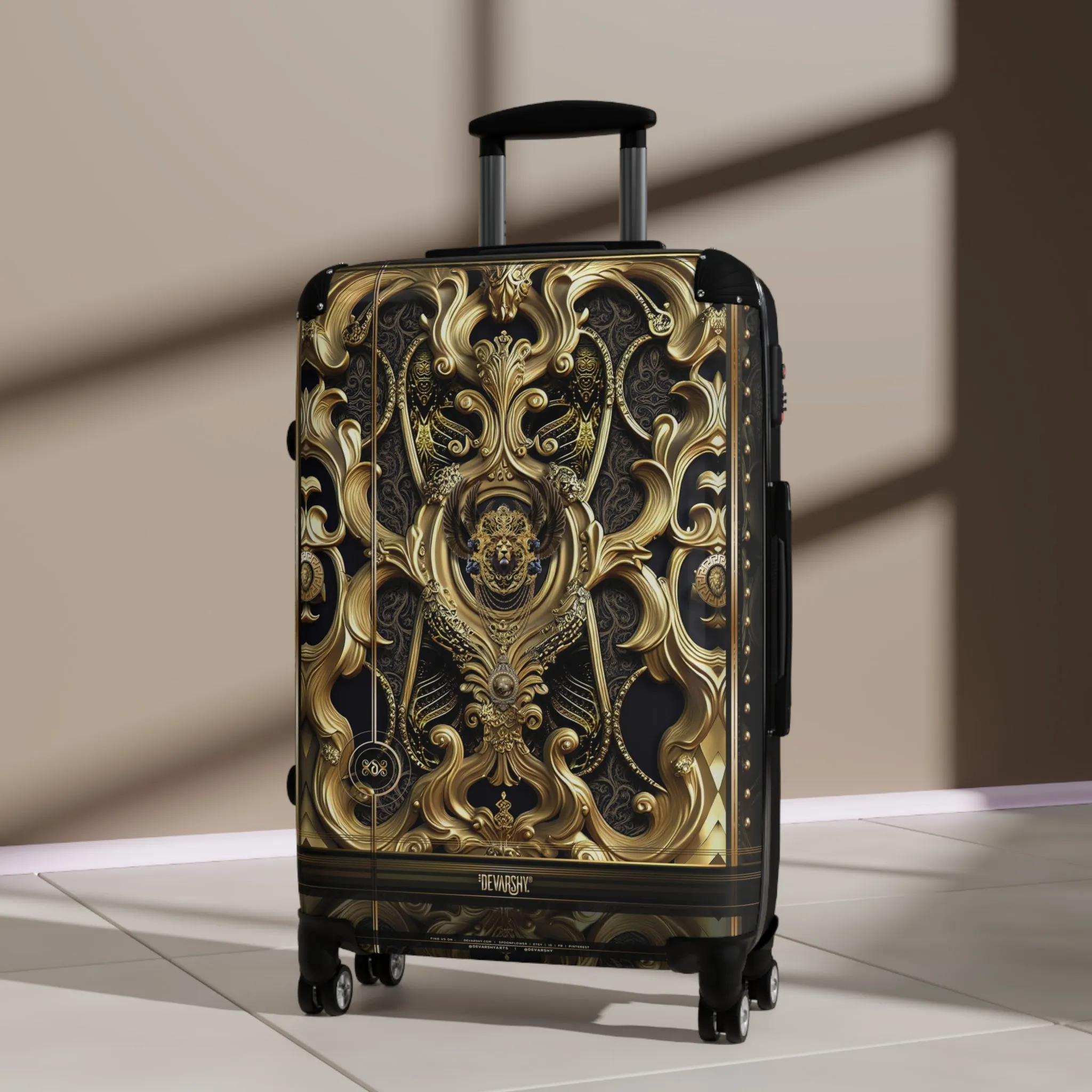 Baroque Kingdom Suitcase Carry-on Suitcase Travel Luggage Golden Decorative Suitcase in 3 Sizes  | RB0079