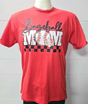 Baseball Mom Checked Graphic T-shirt