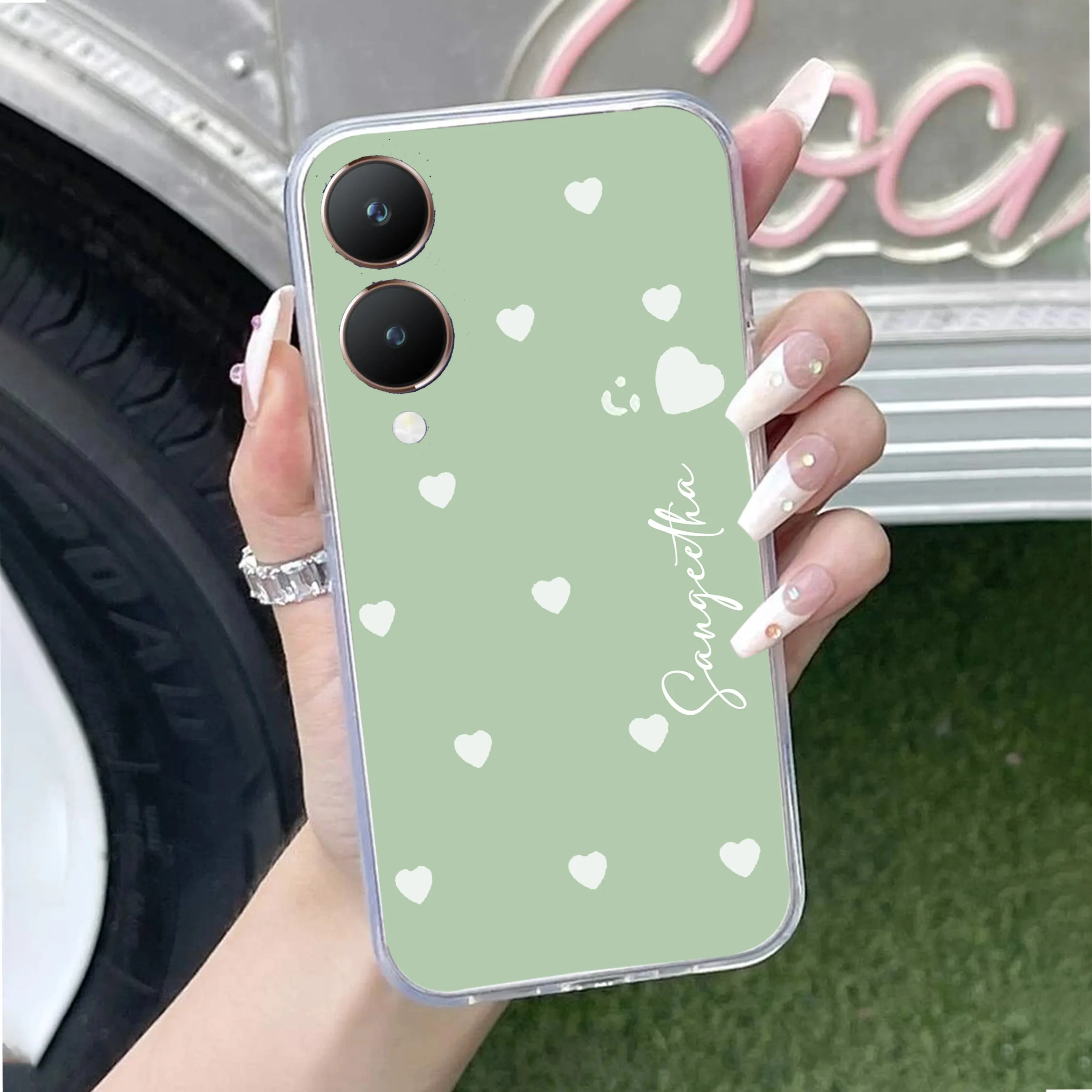 Be Loved Customize Transparent Silicon Case Mint Green For Vivo