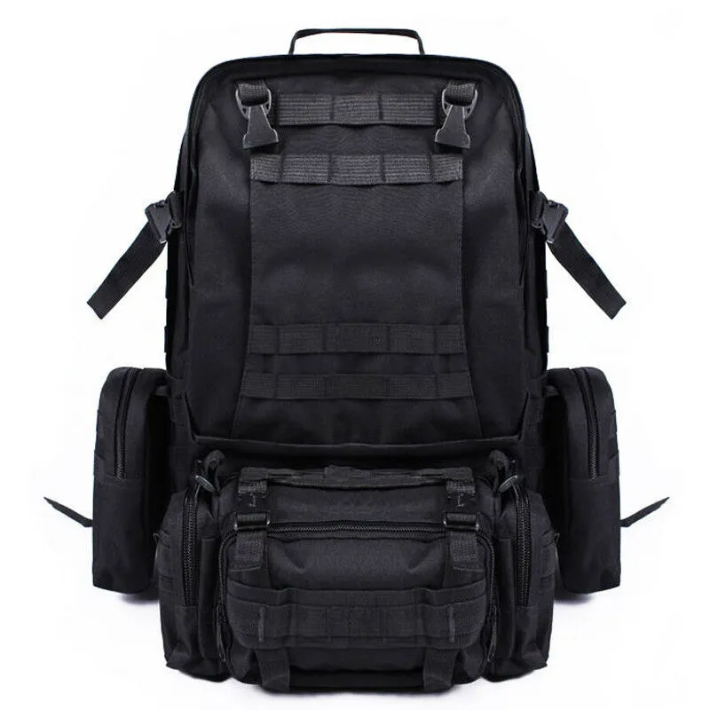 Black 55L Military Sports Tactical Camping Hiking Backpack Luggage Rucksack Bag