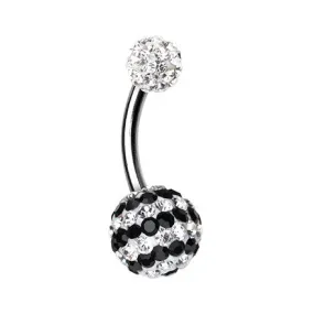 Black and White Stripe Belly Button Bar