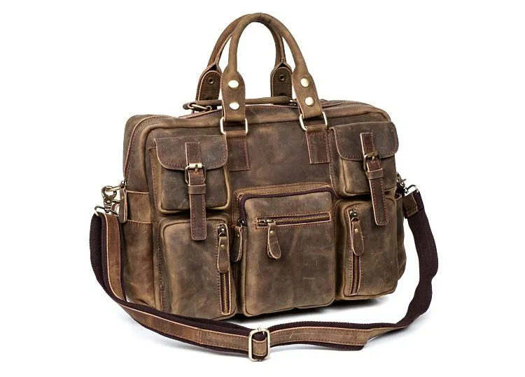 Black Cool Leather Mens Weekender Bag Shoulder Travel Briefcase Duffle Bag Light Brown luggage Bag for Men