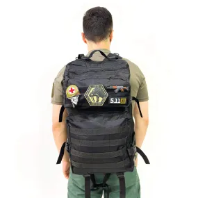 Black Tactical Sports Backpack with Pec Area - 50 Liter Bag