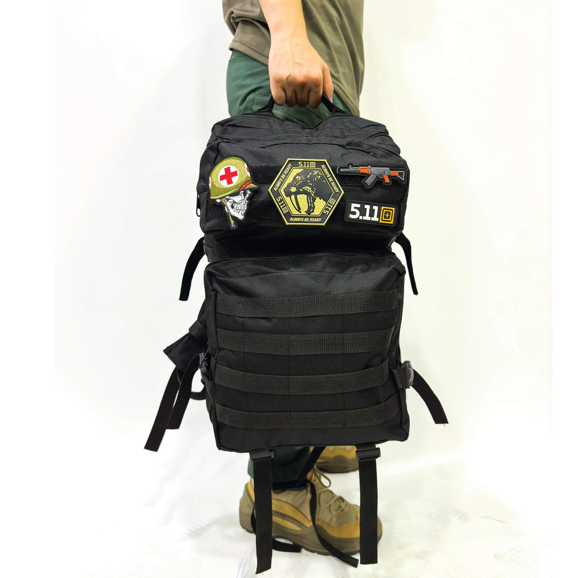 Black Tactical Sports Backpack with Pec Area - 50 Liter Bag