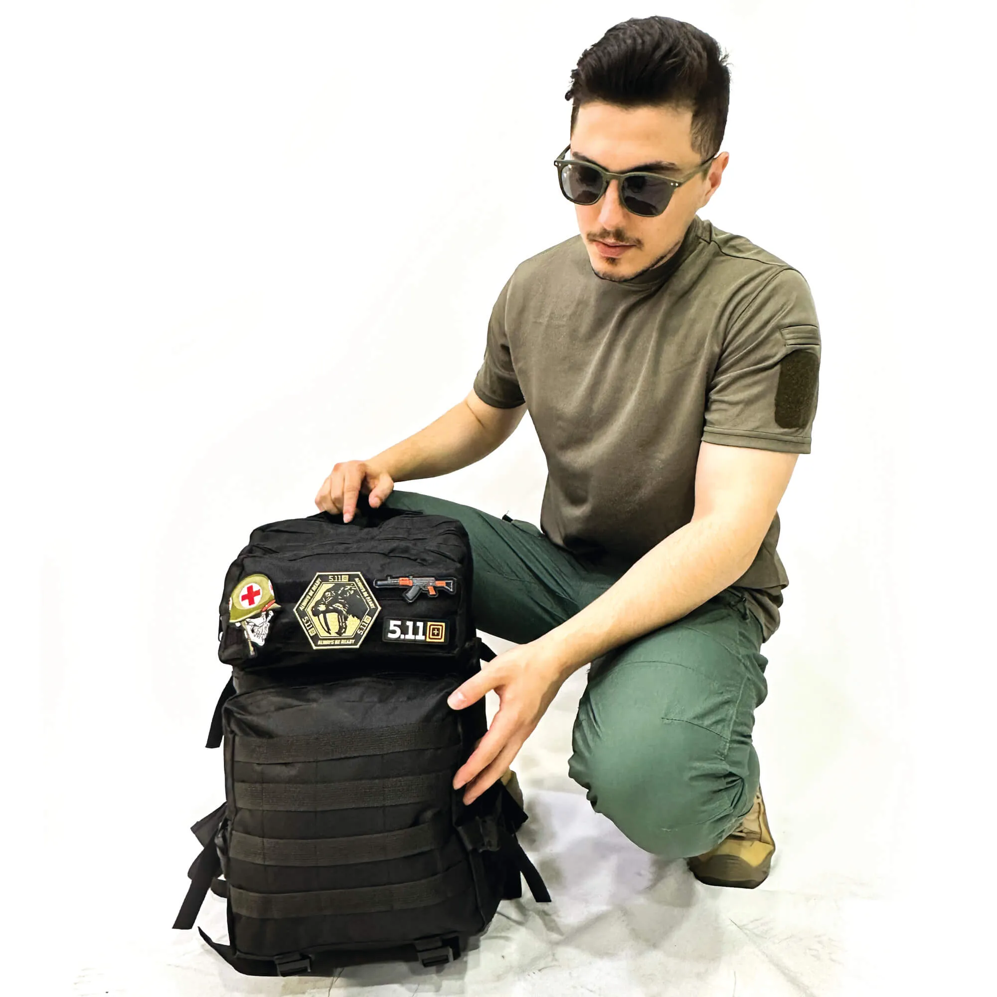 Black Tactical Sports Backpack with Pec Area - 50 Liter Bag