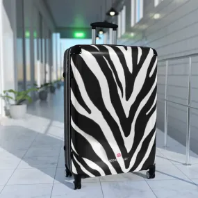 Black Zebra Striped Print Suitcases, Zebra Striped Animal Print Designer Suitcase Luggage (Small, Medium, Large)