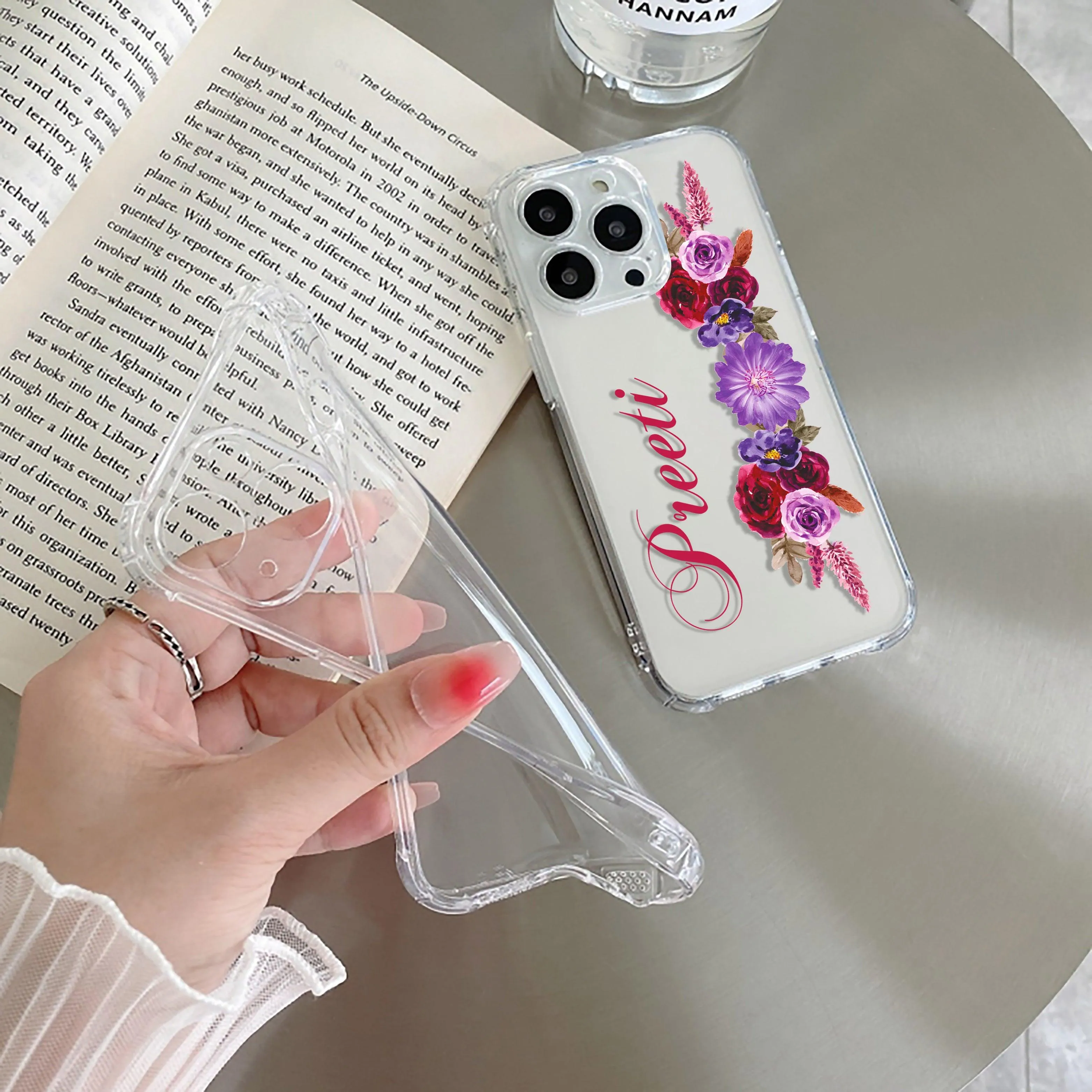 Blue Aster Floral Customize Transparent Silicon Case For Oppo