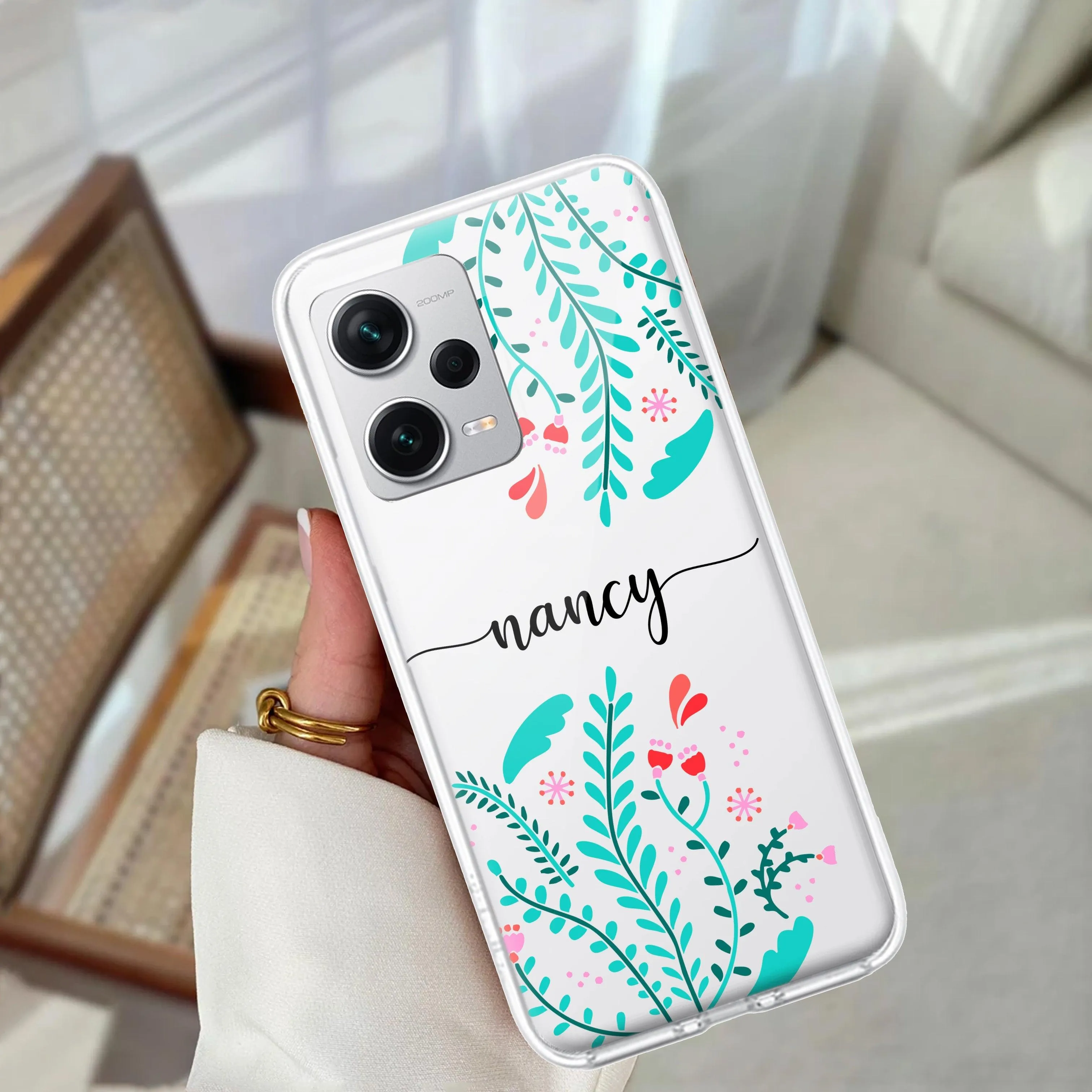 Blue Floral Customize Transparent Silicon Case For Redmi/Xiaomi