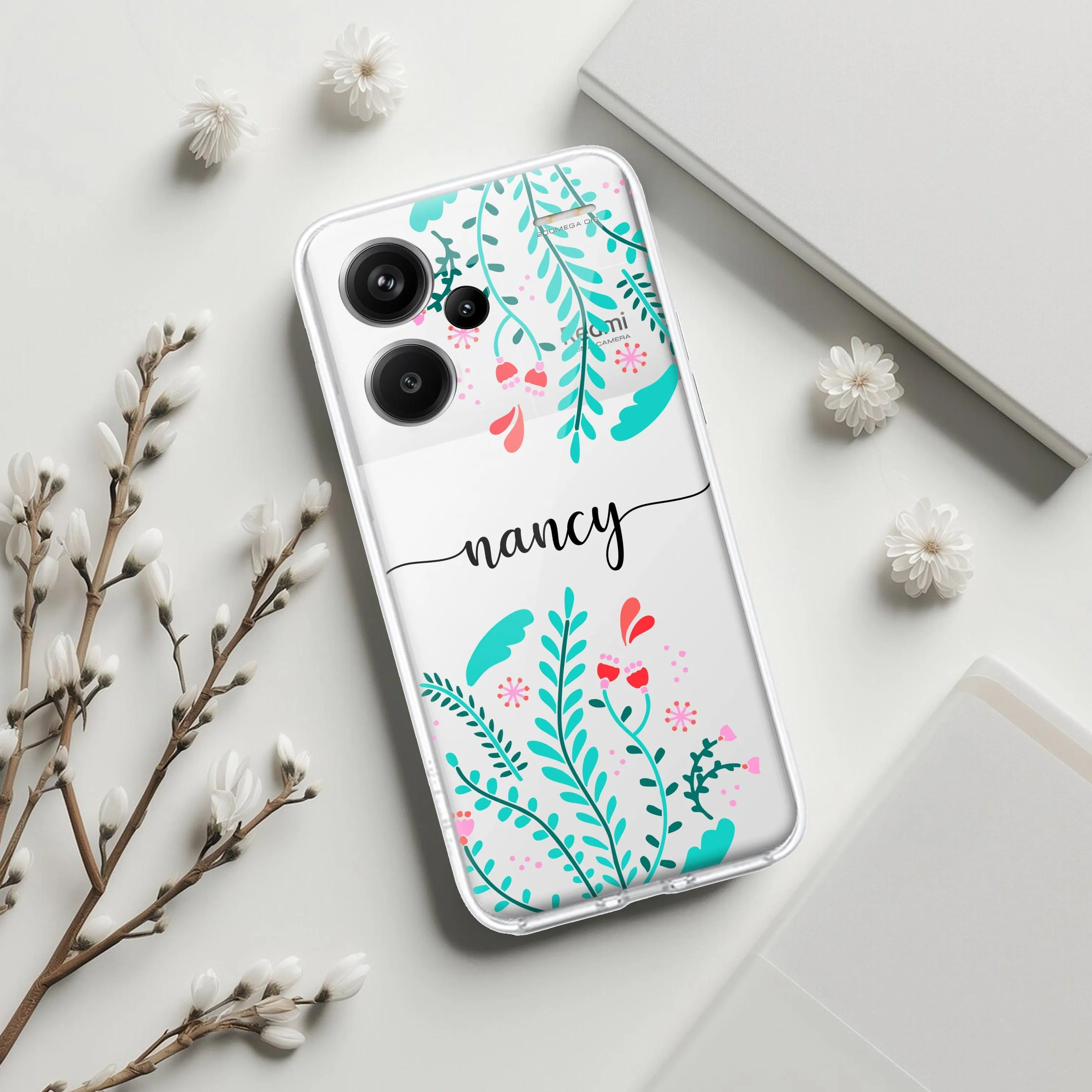 Blue Floral Customize Transparent Silicon Case For Redmi/Xiaomi