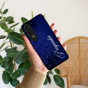 Blue Glitter Customize Glass Case Cover For Oneplus