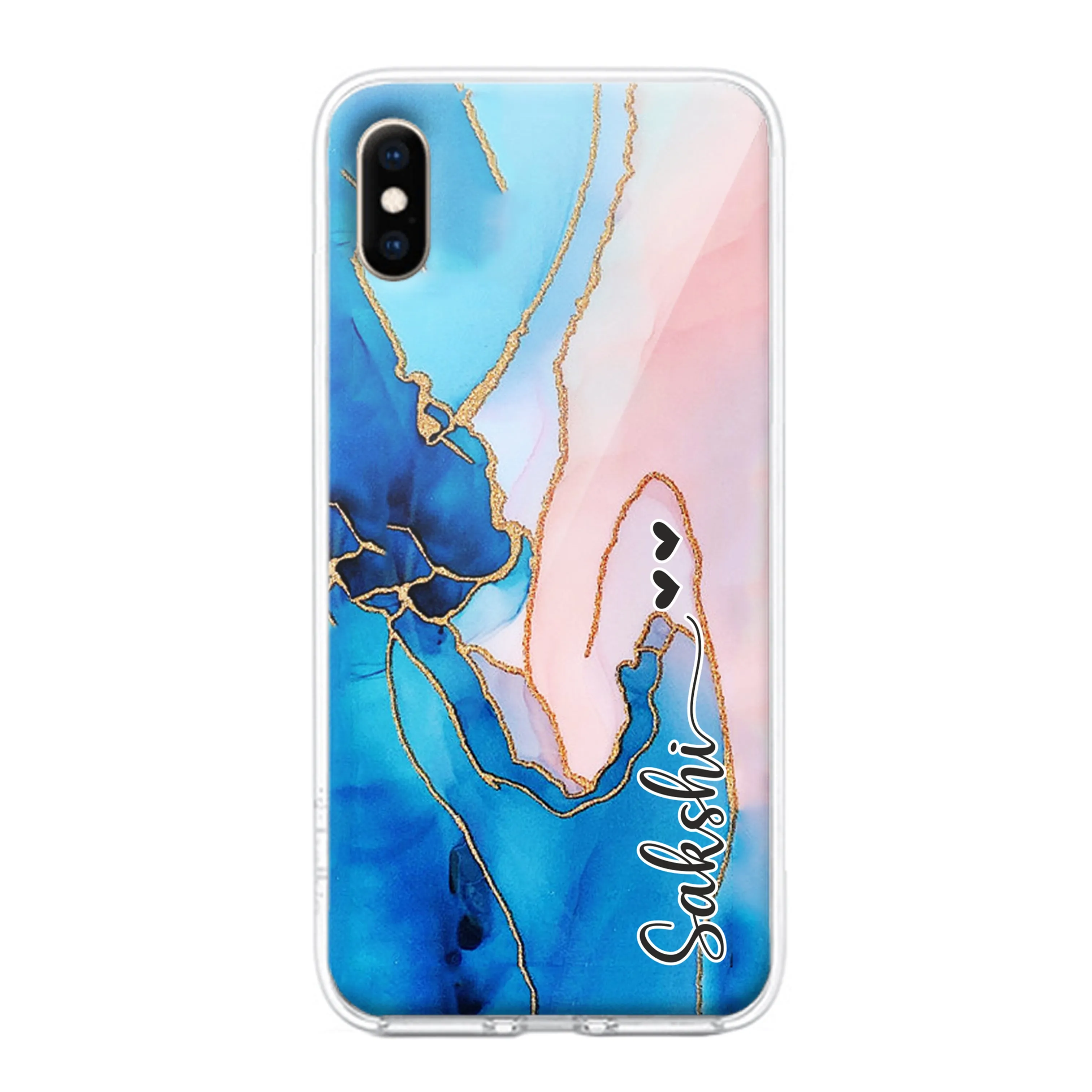 Blue Gradient Marble Customize Transparent Silicon Case For iPhone