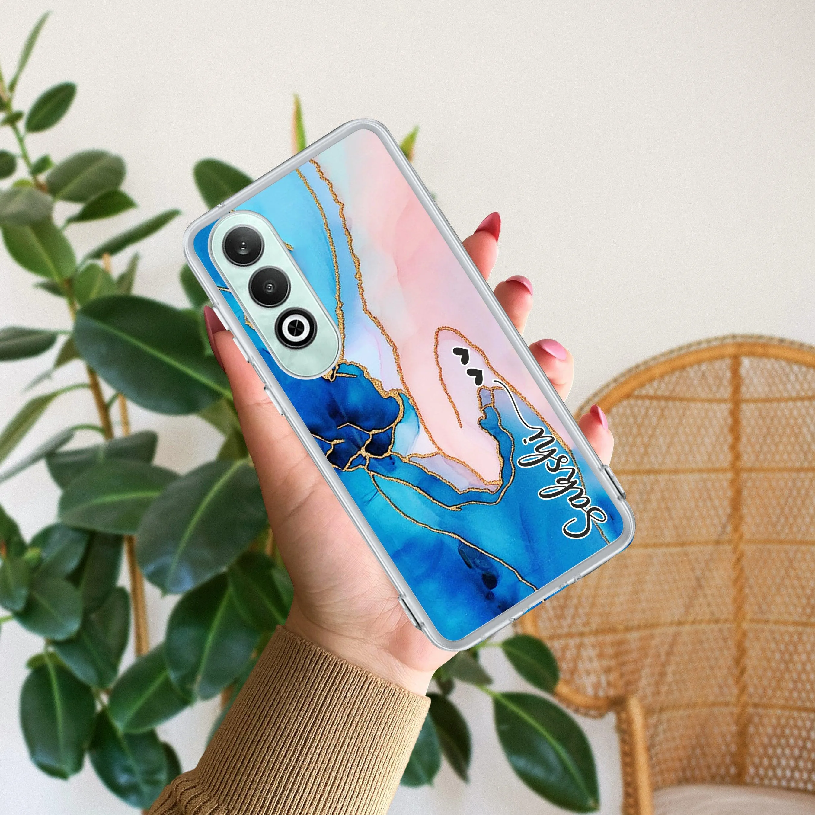 Blue Gradient Marble Customize Transparent Silicon Case For OnePlus