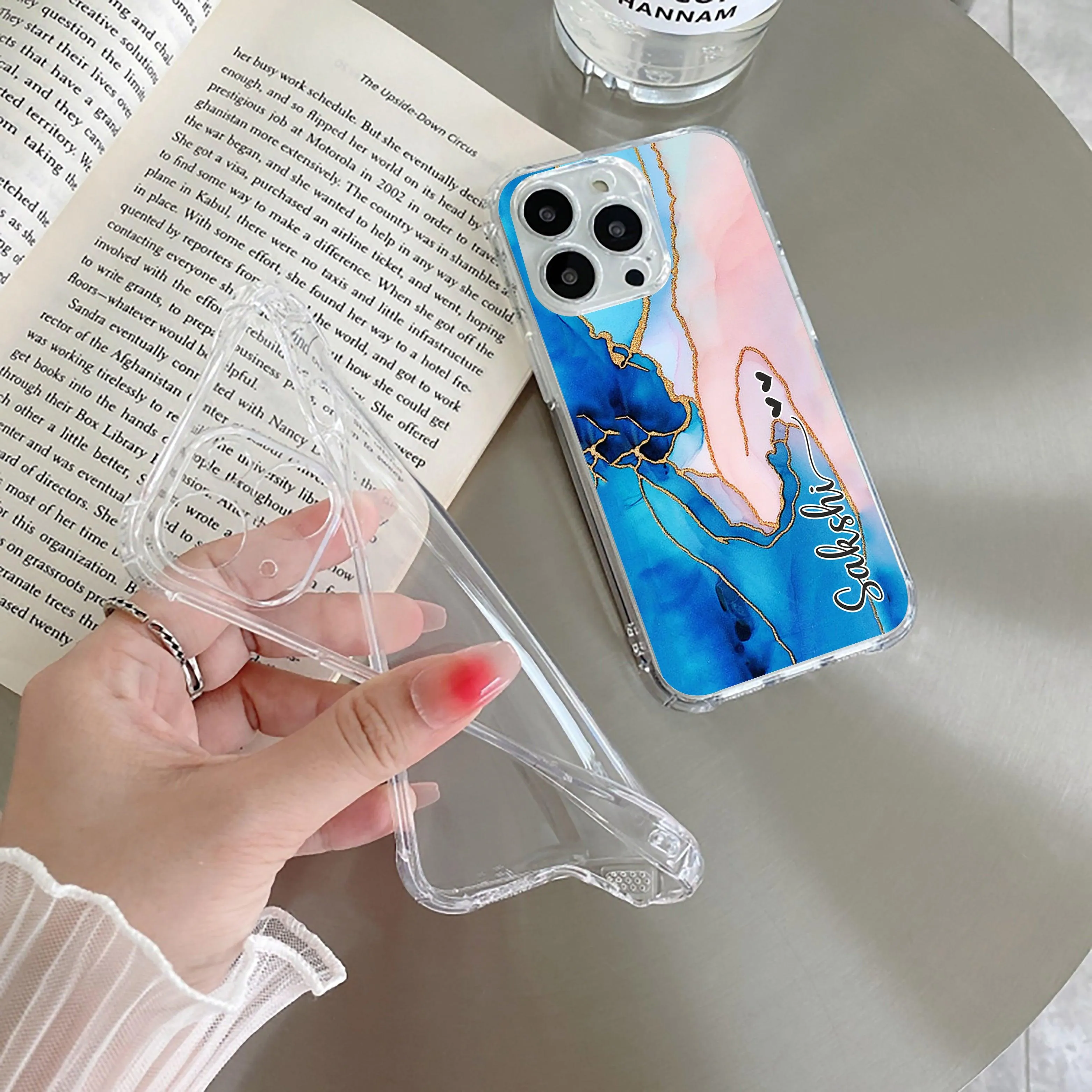 Blue Gradient Marble Customize Transparent Silicon Case For OnePlus