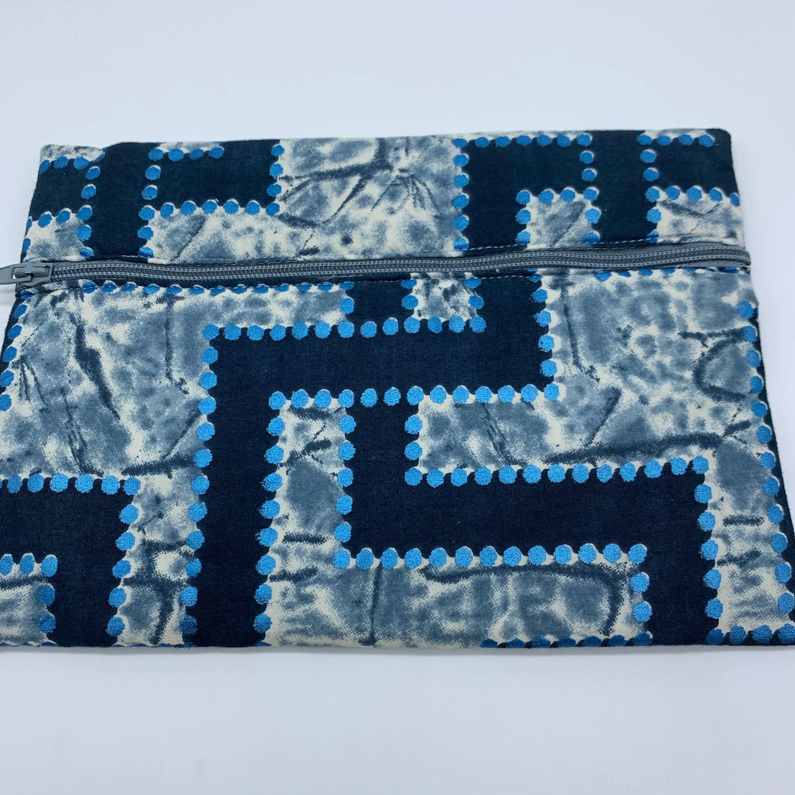 Blue padded African Print Makeup bag/Pencil case