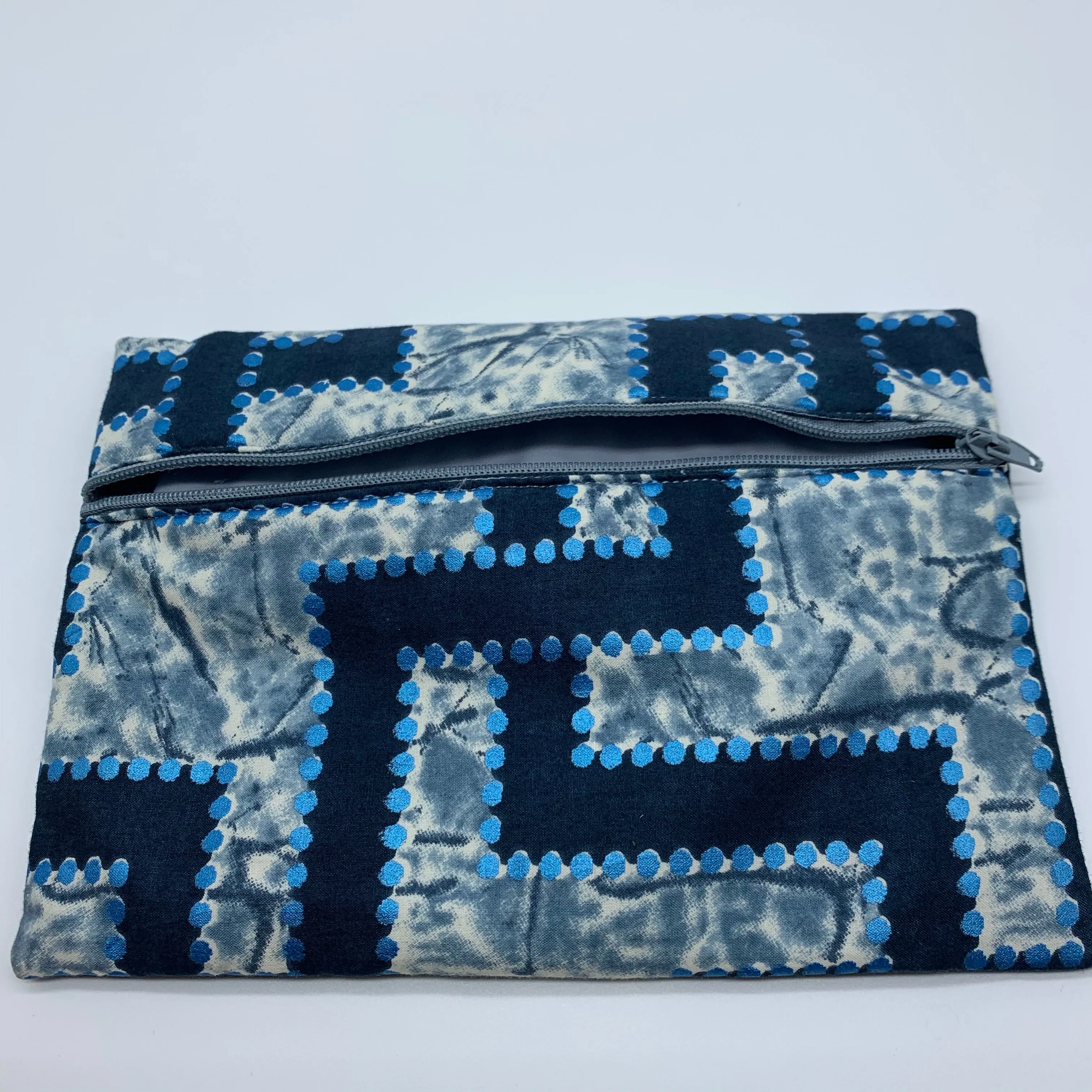 Blue padded African Print Makeup bag/Pencil case