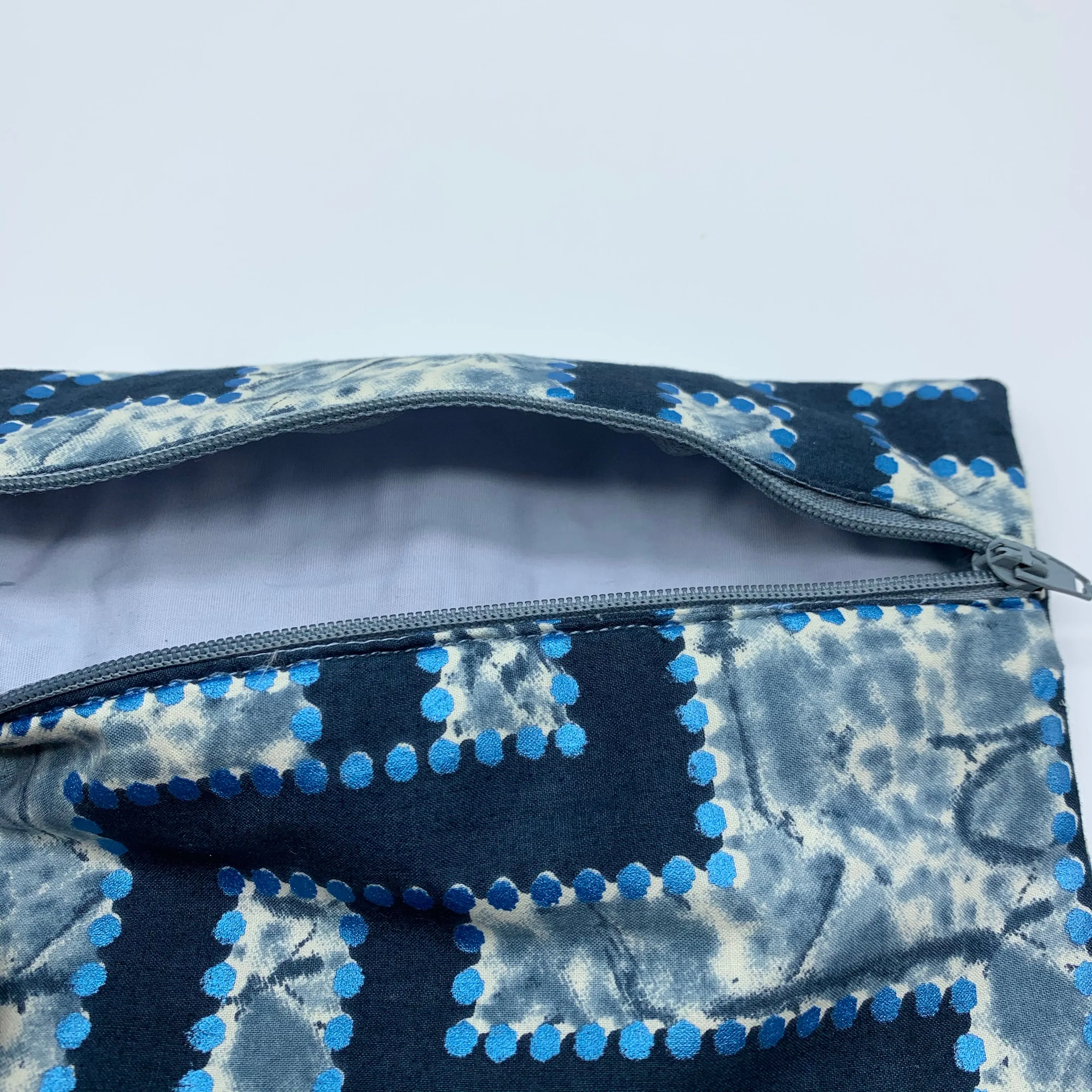 Blue padded African Print Makeup bag/Pencil case