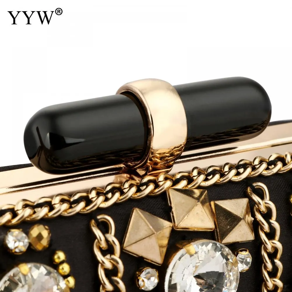 Bohemian Rhinestone Satin Clutch Bag