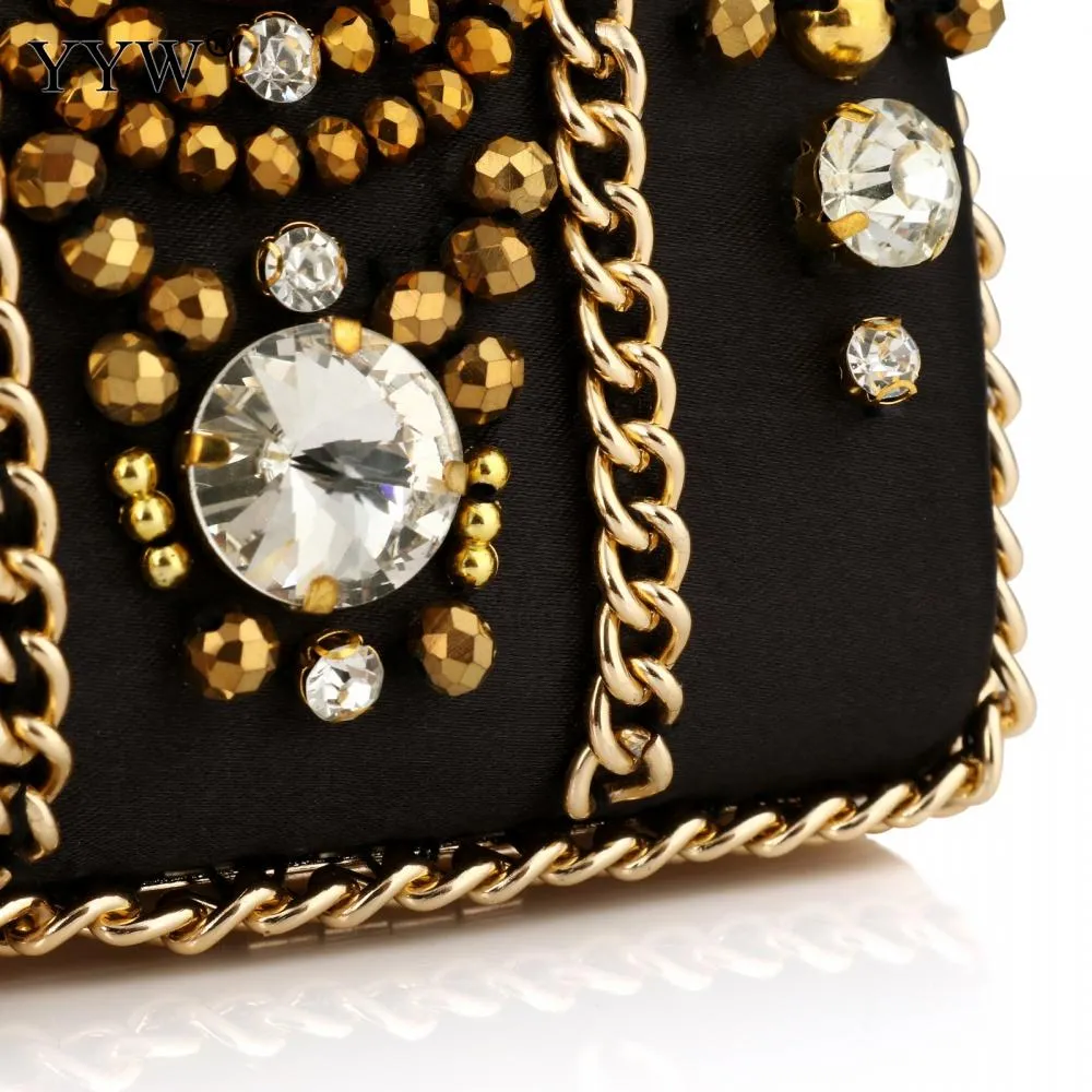 Bohemian Rhinestone Satin Clutch Bag