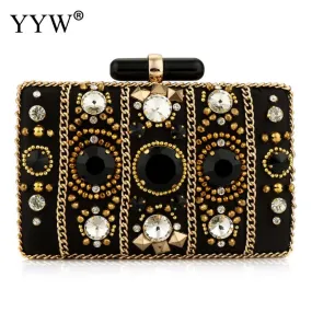 Bohemian Rhinestone Satin Clutch Bag