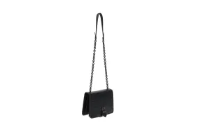 Bottega Veneta Black Lizard and Patent Detailing Pushlock Crossbody