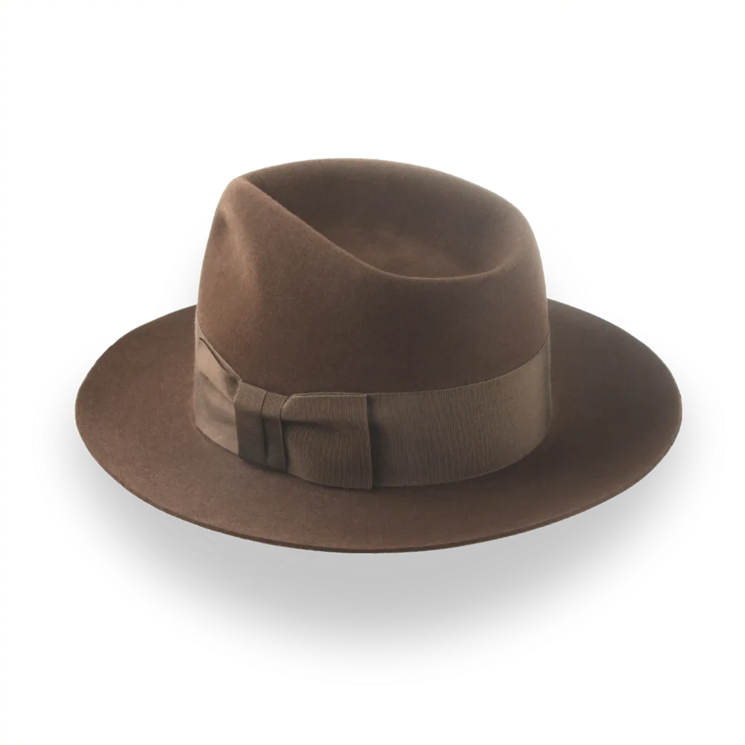 Brown 1940s Slope Back Men's Fedora in Fine Fur Felt | The Savoy