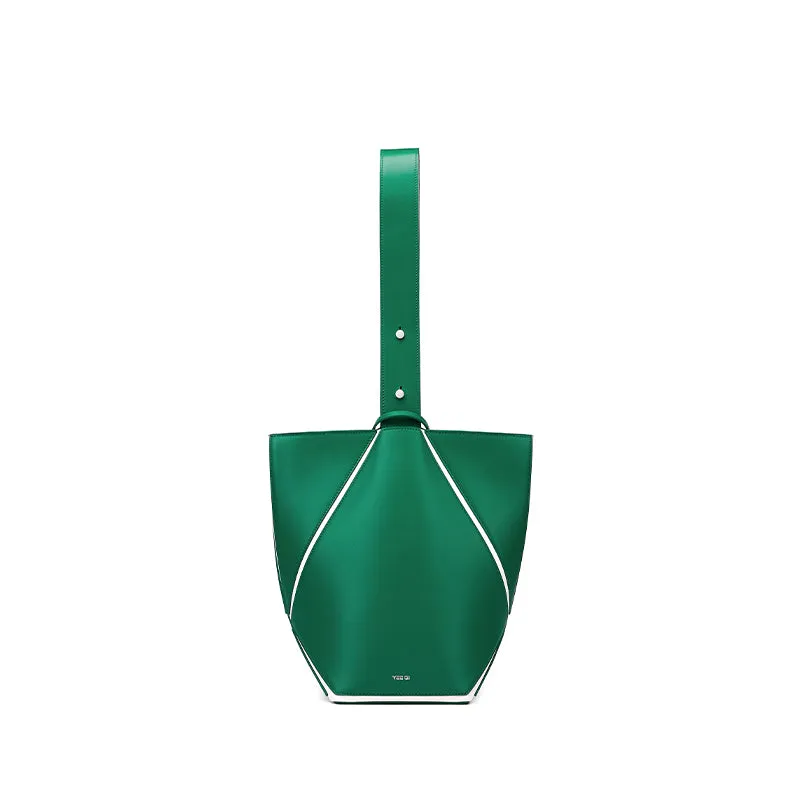 Bucket Small Foldable Shoulder Bag - Green/White