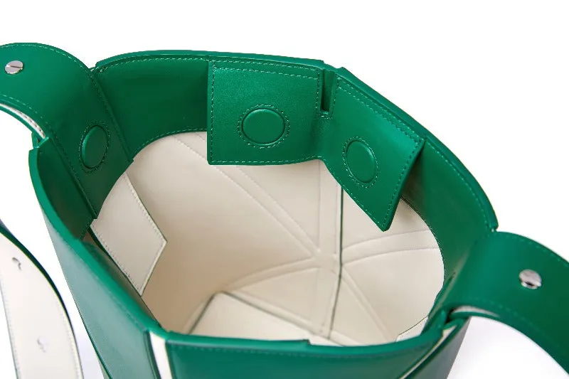 Bucket Small Foldable Shoulder Bag - Green/White