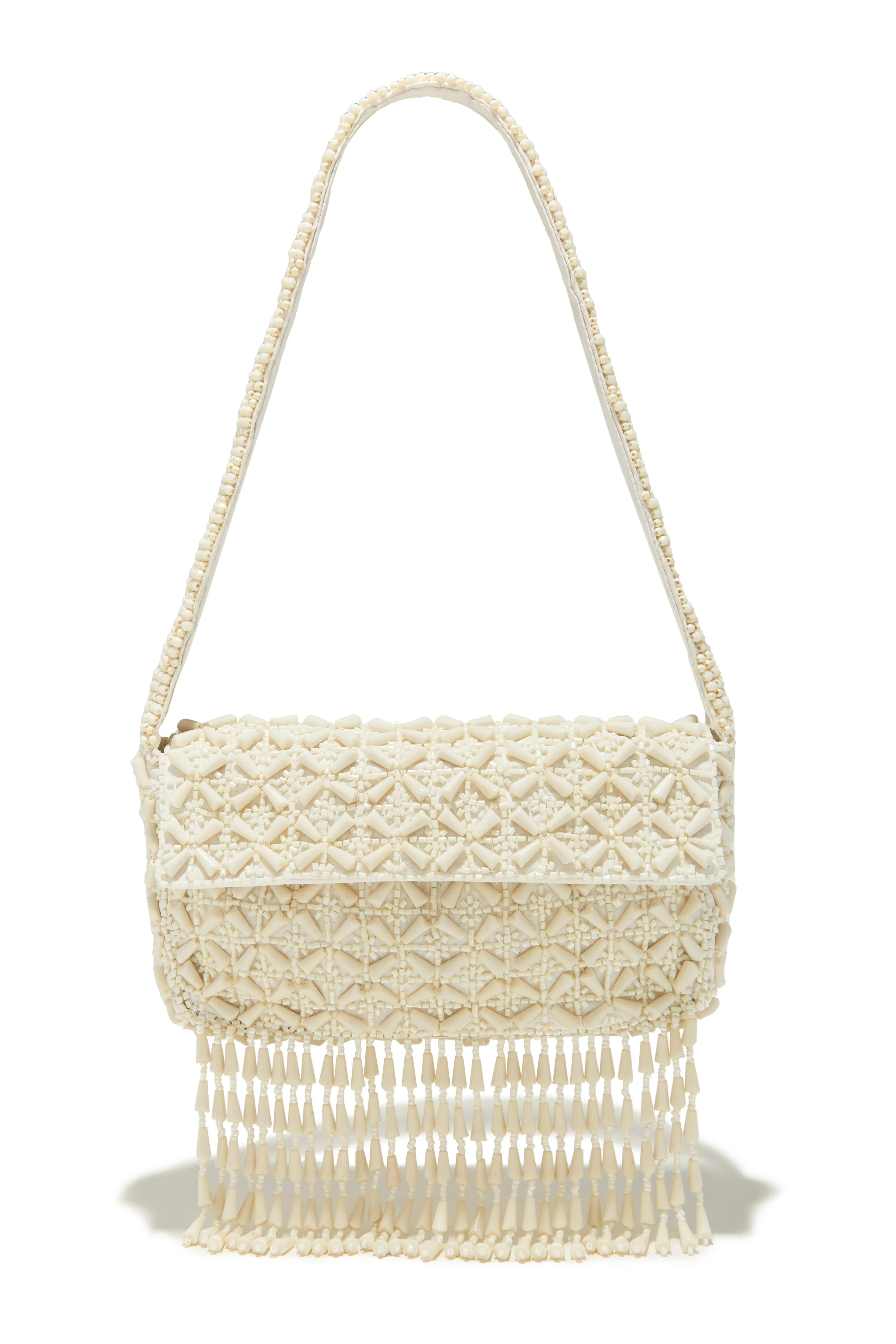 Camilia Beaded Shoulder Bag - Cream