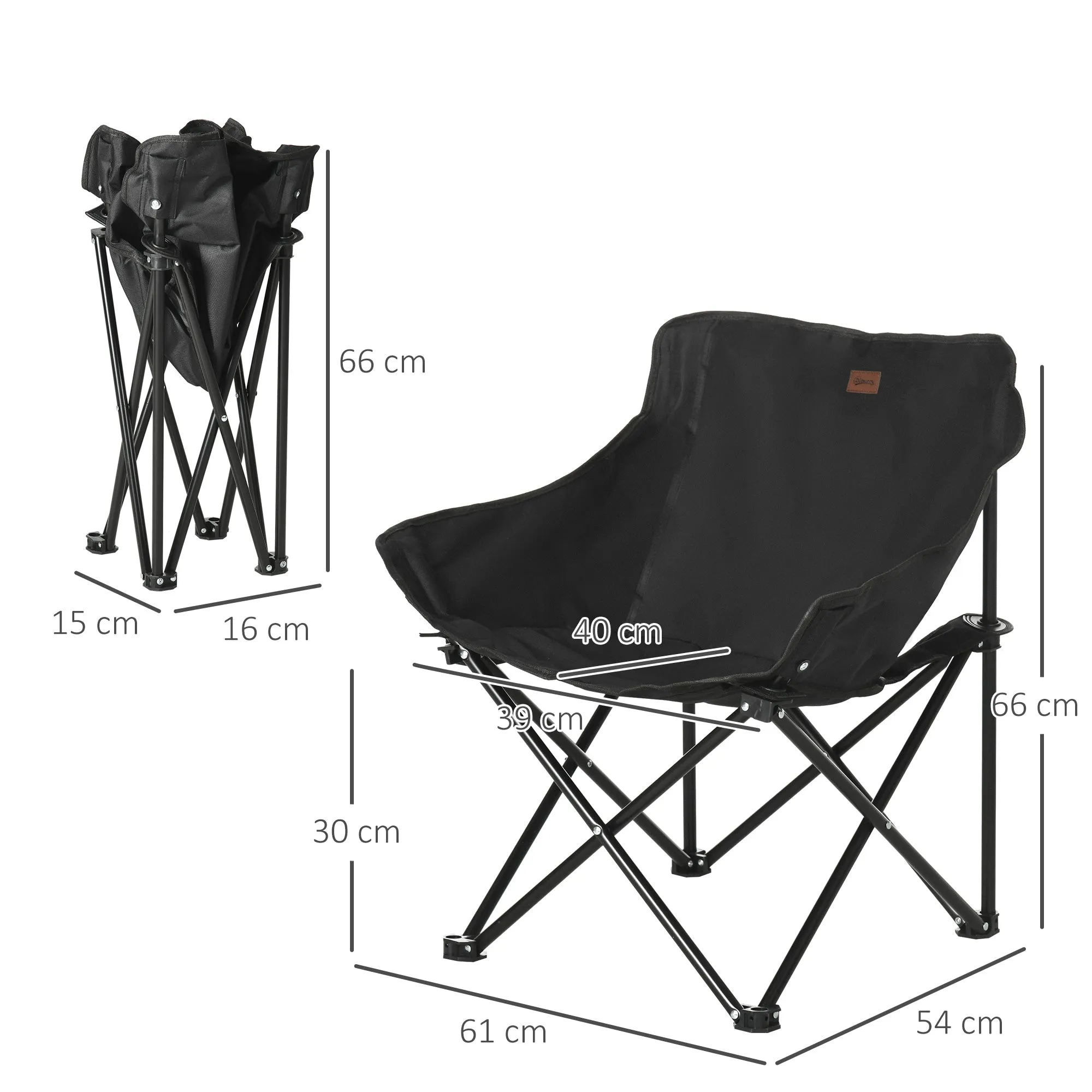 Camping Chair, Lightweight Folding Chair with Carrying Bag and Storage Pocket, Perfect for Festivals, Fishing, Beach and Hiking, Black